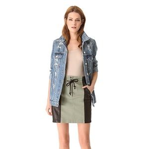 Cut25 Yigal Azrouel Leather Olive Green Skirt